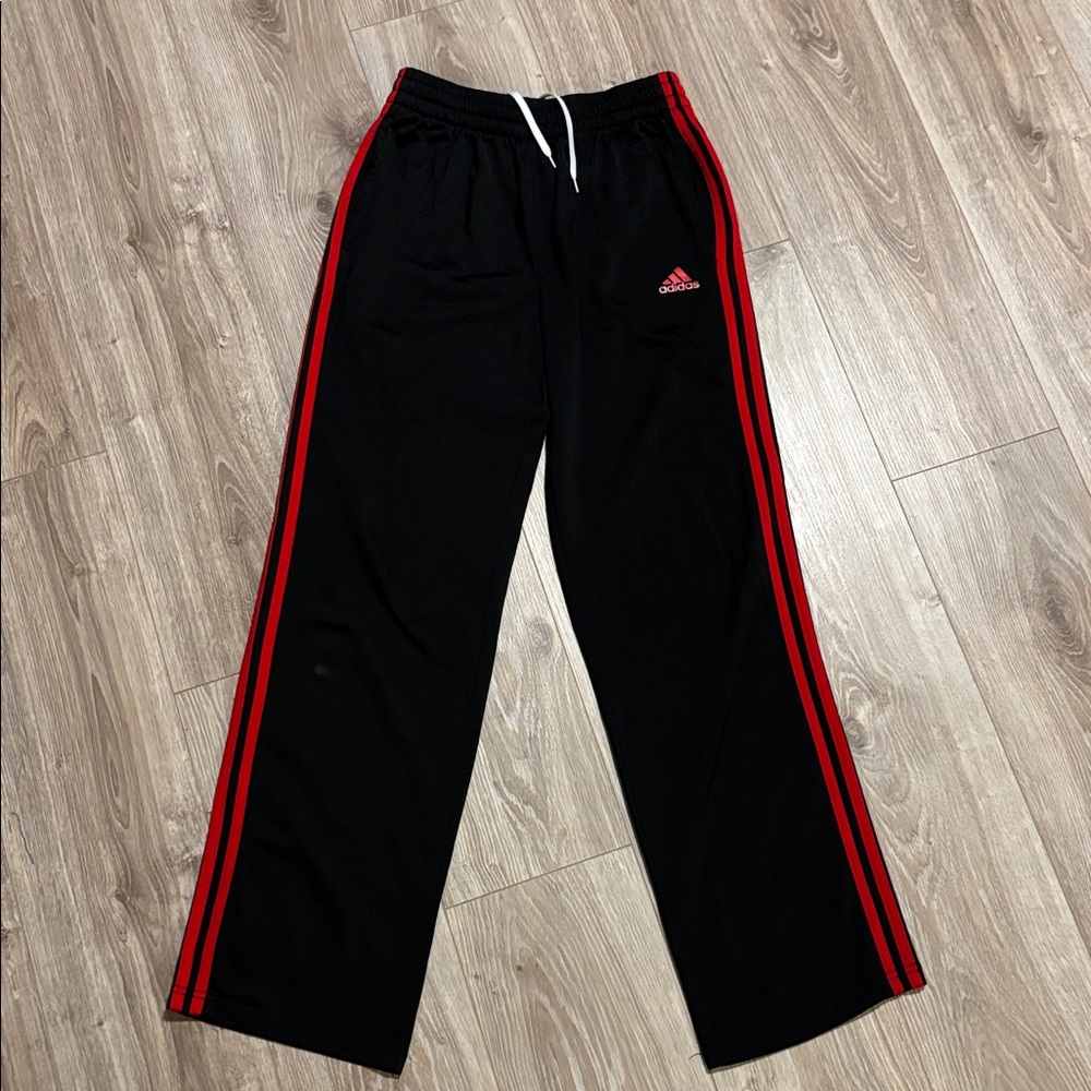 Adidas Black Pants with Bold Red Accents Boys XL